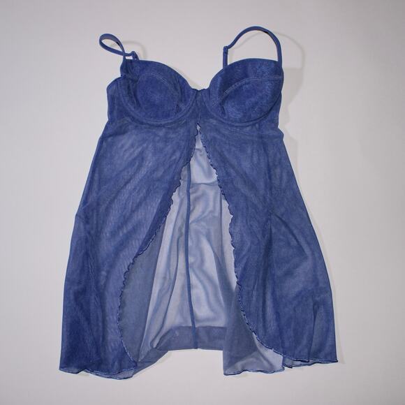 La Senza Lingerie Blue Semi Sheer Underwired Babydoll With An Open Front Size M - Picture 1 of 4